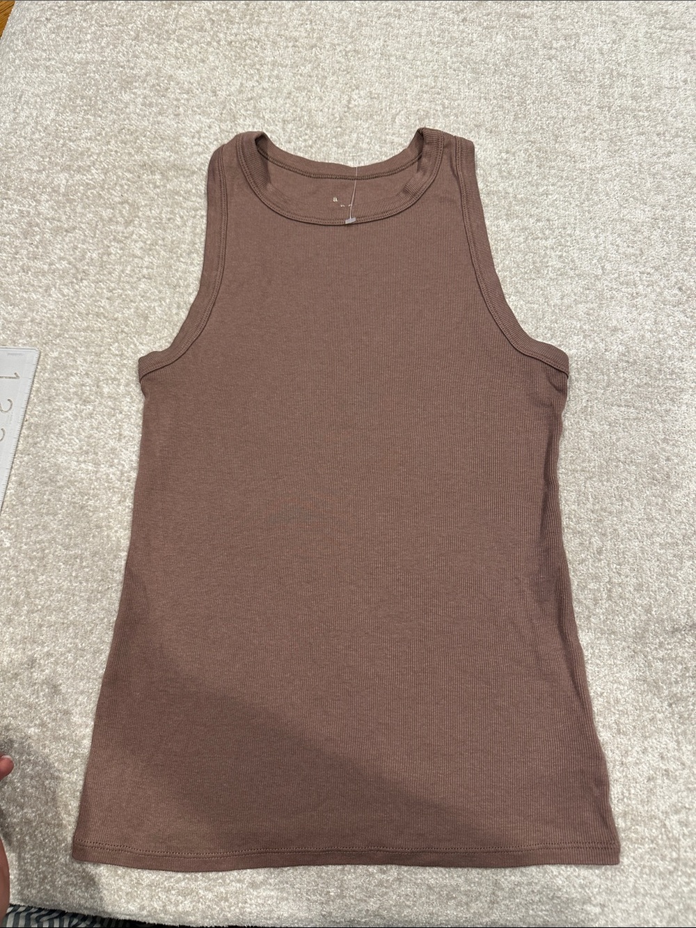 a new day Brown Ribbed Tank Top